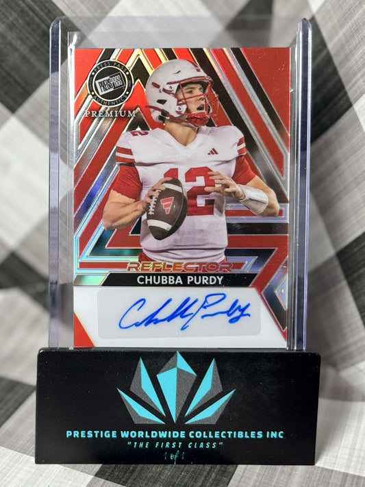 Chubba Purdy 2024 Leaf Press Pass Premium Red Reflector Auto /10 #BA-CP1 Nevada