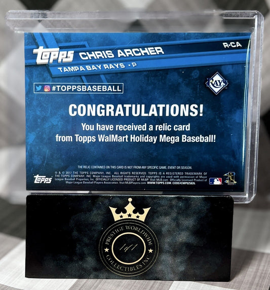 Chris Archer 2017 Topps Walmart Holiday Grey Patch Relic #R-CA Twins & Rays