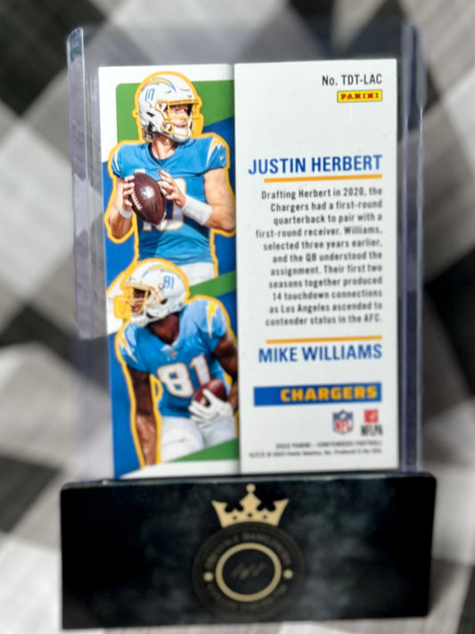 Justin Herbert/Mike Williams 2022 Contenders Green Touchdown Tandems #TDT-LAC