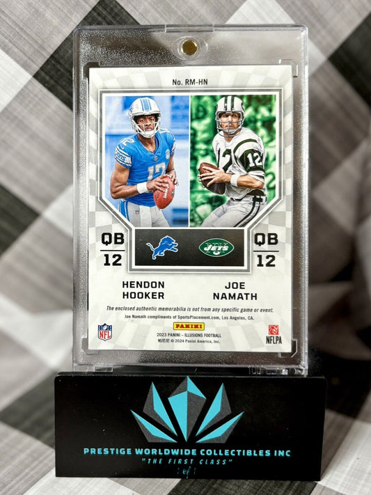 Hendon Hooker Joe Namath 2023 Illusions Rookie Idols Dual Patch /199 #RM-HN RC