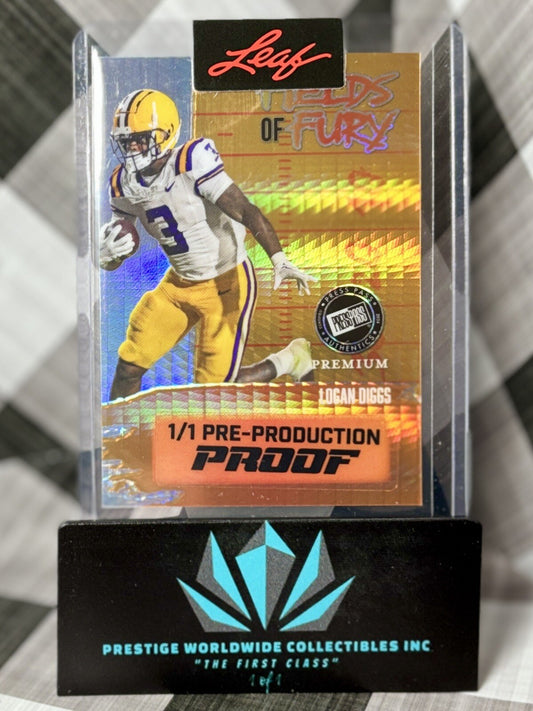 Logan Diggs 2024 Leaf Press Pass Fields Of Fury Pre Production Proof 1/1 LSU