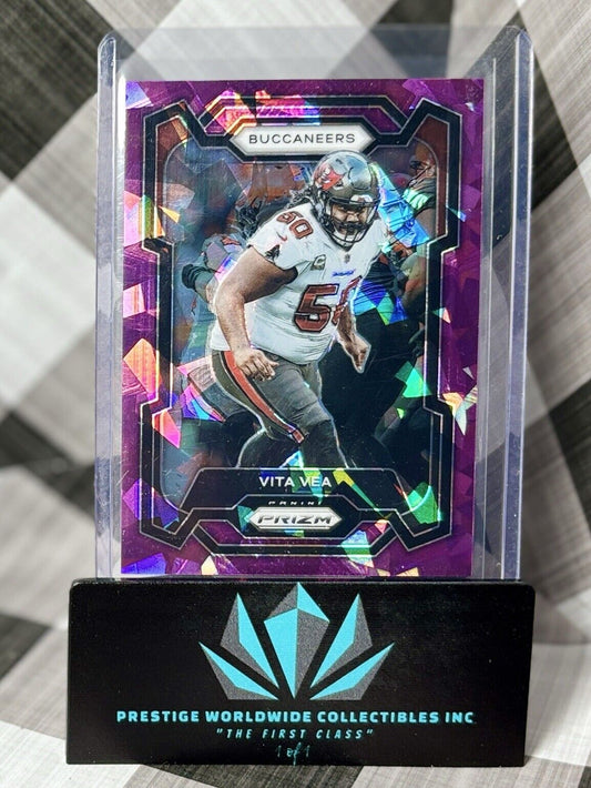 Vita Vea 2023 Prizm Purple Cracked Ice /225 #282 Tampa Bay Buccaneers SP