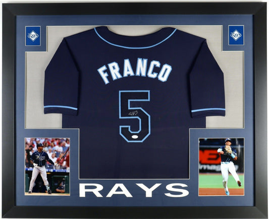 WANDER FRANCO Autographed Custom 35x43 Framed Jersey w/ JSA COS TB Rays Rookie🔥
