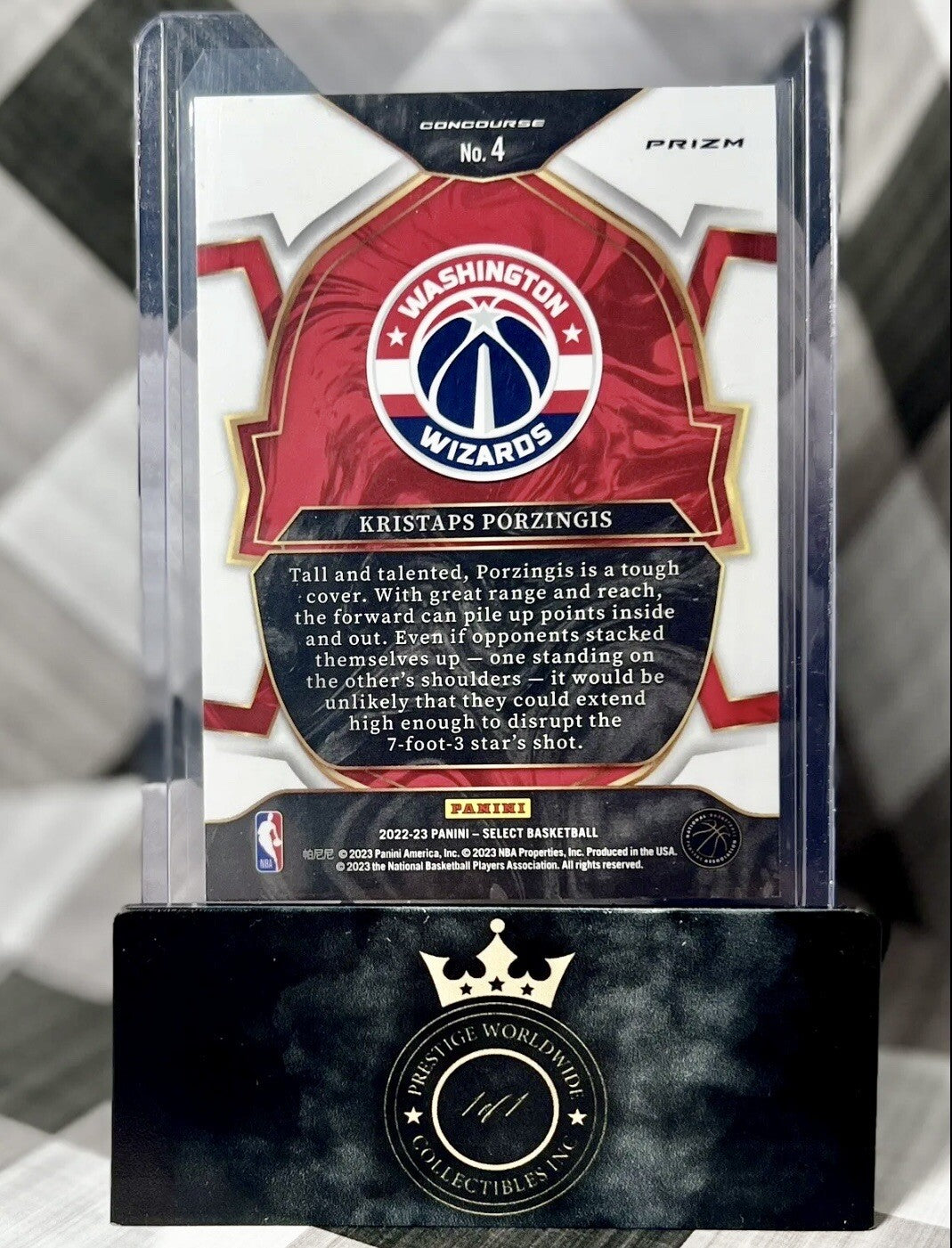 Kristaps Porzingis 2022-23 Panini Select Concourse Silver Prizm #4 WSH Wizards