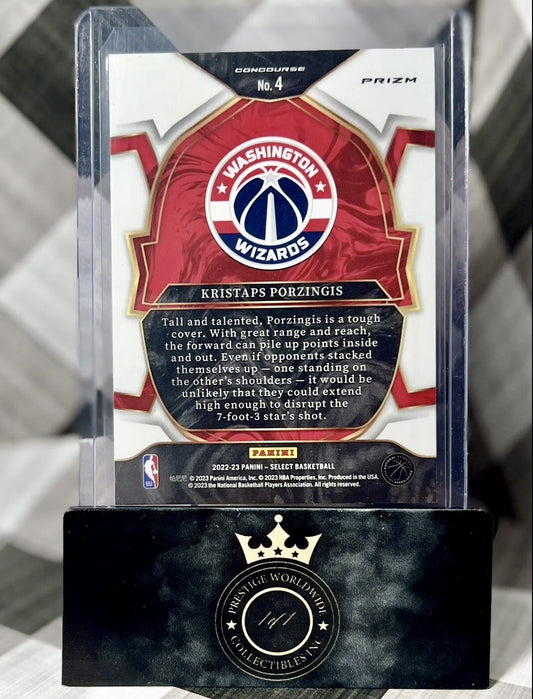 Kristaps Porzingis 2022-23 Panini Select Concourse Silver Prizm #4 WSH Wizards
