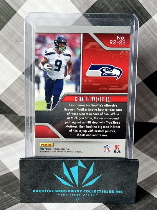 Kenneth Walker III 2022 Playbook Red Zone Holofoil Rookie #RZ-22 Seahawks RC