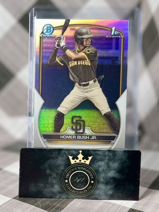 Homer Bush Jr. 2023 Bowman Draft Chrome 1st Refractor #BDC-124 San Diego Padres