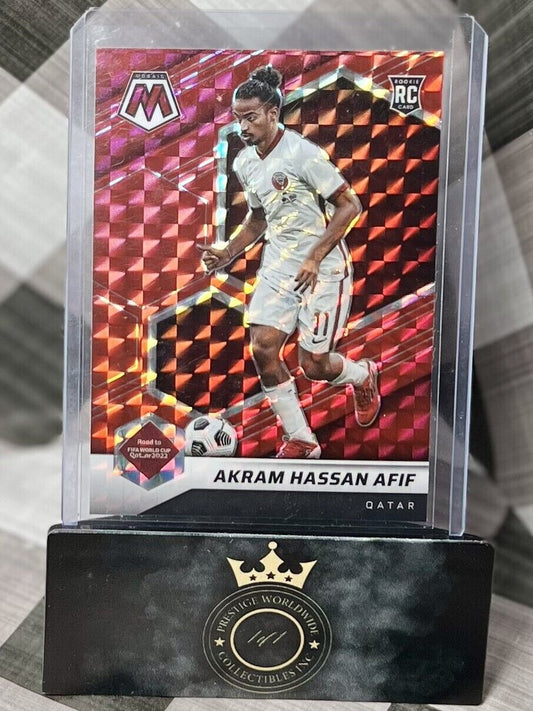 Akram Hassan Afif 2021-22 Mosaic Soccer FIFA QATAR RED MOSAIC Prizm #70 QATAR