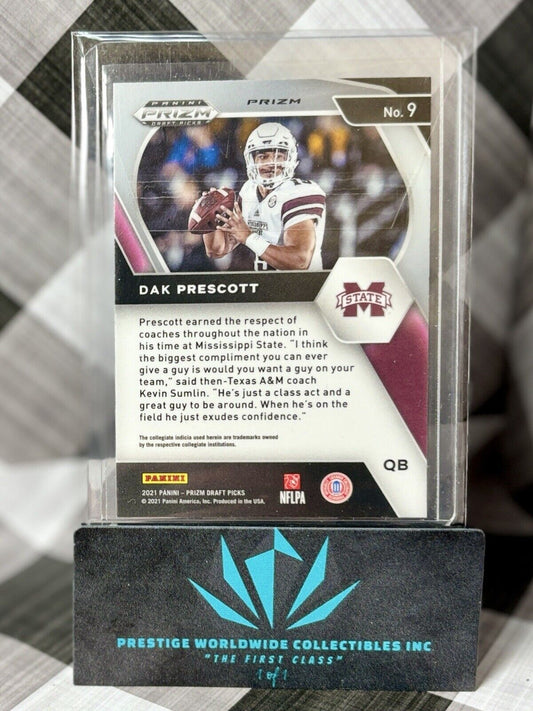 Dak Prescott 2021 Draft Picks Gold Cracked Ice Prizm #9 Miss St / Cowboys SP