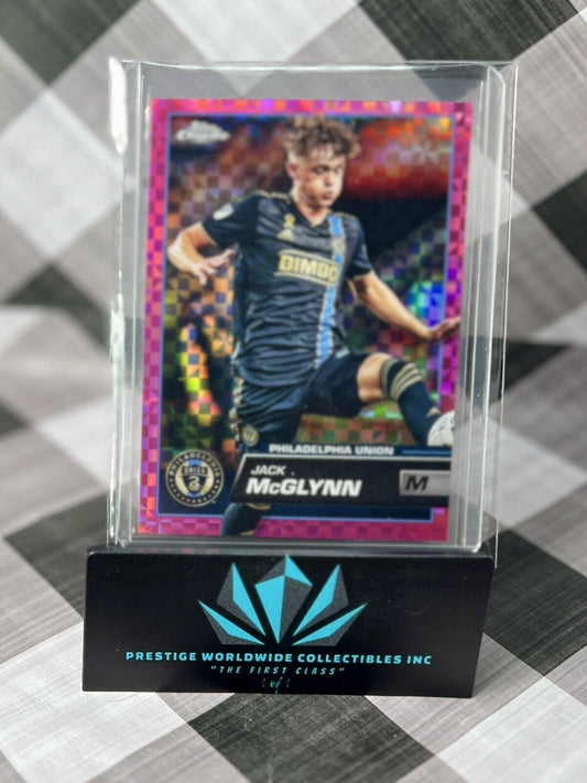 Jack McGlynn 2023 Topps Chrome MLS Pink X-Fractor #1 Philadelphia Union Holo SP