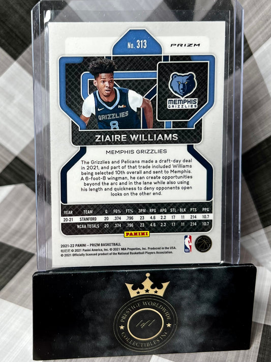 Ziaire Williams 2021-22 Prizm Pink Ice Prizm Rookie #313 Memphis Grizzlies RC