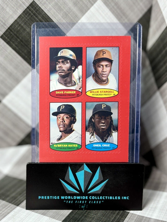 Pittsburgh Pirates 2023 Topps Heritage Red Parallel 1974 Stamps #74BS 33-36