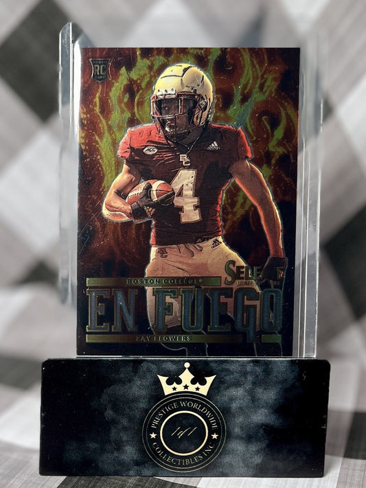 Zay Flowers 2023 Panini Select Draft Picks Rookie En Fuego #EF-ZF Ravens & BC RC