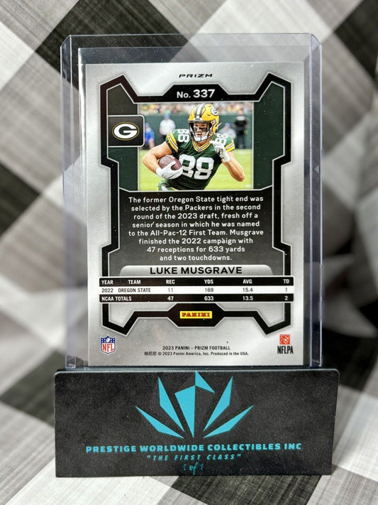 Luke Musgrave 2023 Panini Prizm Silver Prizm Rookie #337 Green Bay Packers RC