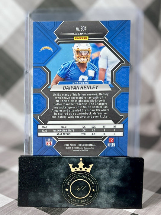 Daiyan Henley 2023 Panini Mosaic Yellow Reactive Prizm Rookie #304 Chargers RC