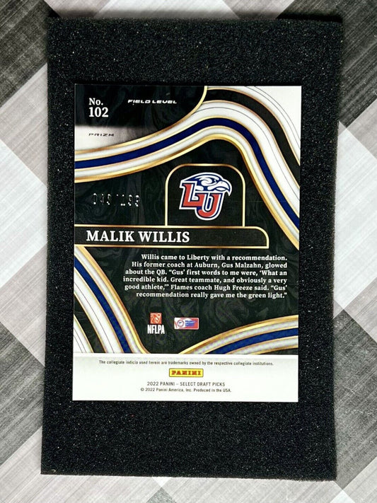 Malik Willis 2022 Panini Select Draft Picks Red White & Blue /199 #102 - Titans