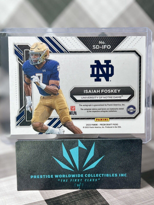 Isaiah Foskey 2023 Prizm Draft Picks Rookie Auto Signing Day #SD-IFO ND & Ravens