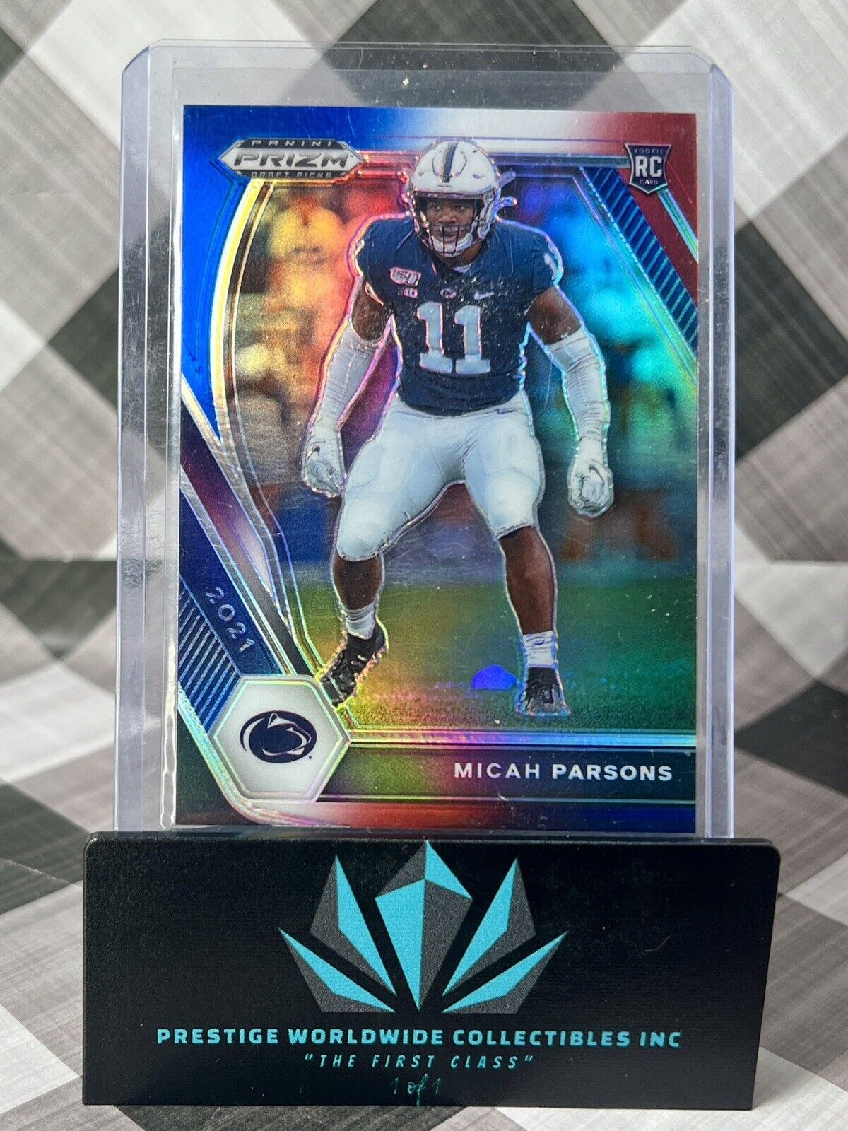 Micah Parsons 2021 Prizm Draft Picks Red White & Blue Rookie #136 DAL Cowboys RC