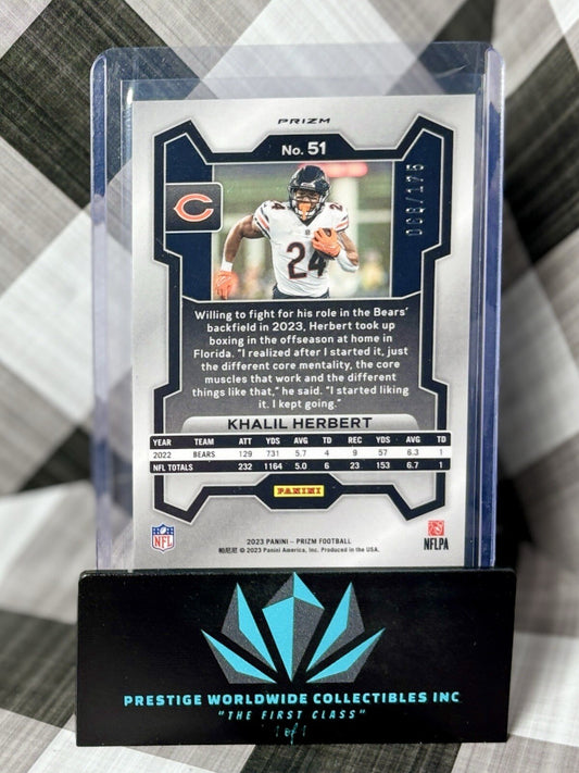 Khalil Herbert 2023 Prizm Green Hyper /175 #51 Chicago Bears SP