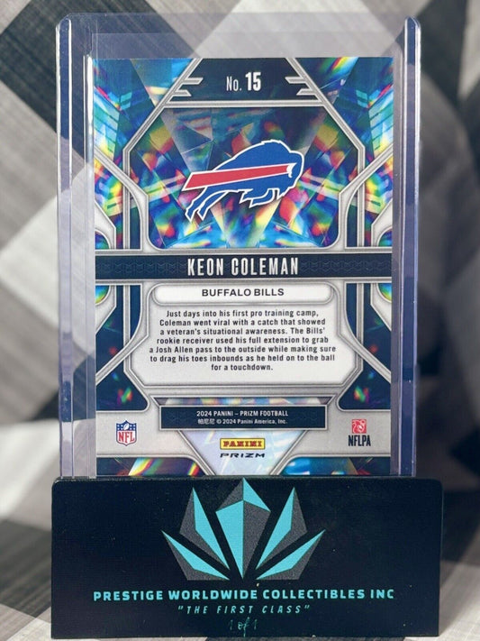 Keon Coleman 2024 Prizm Prizmatic Green Ice Prizm Rookie #15 Buffalo Bills RC