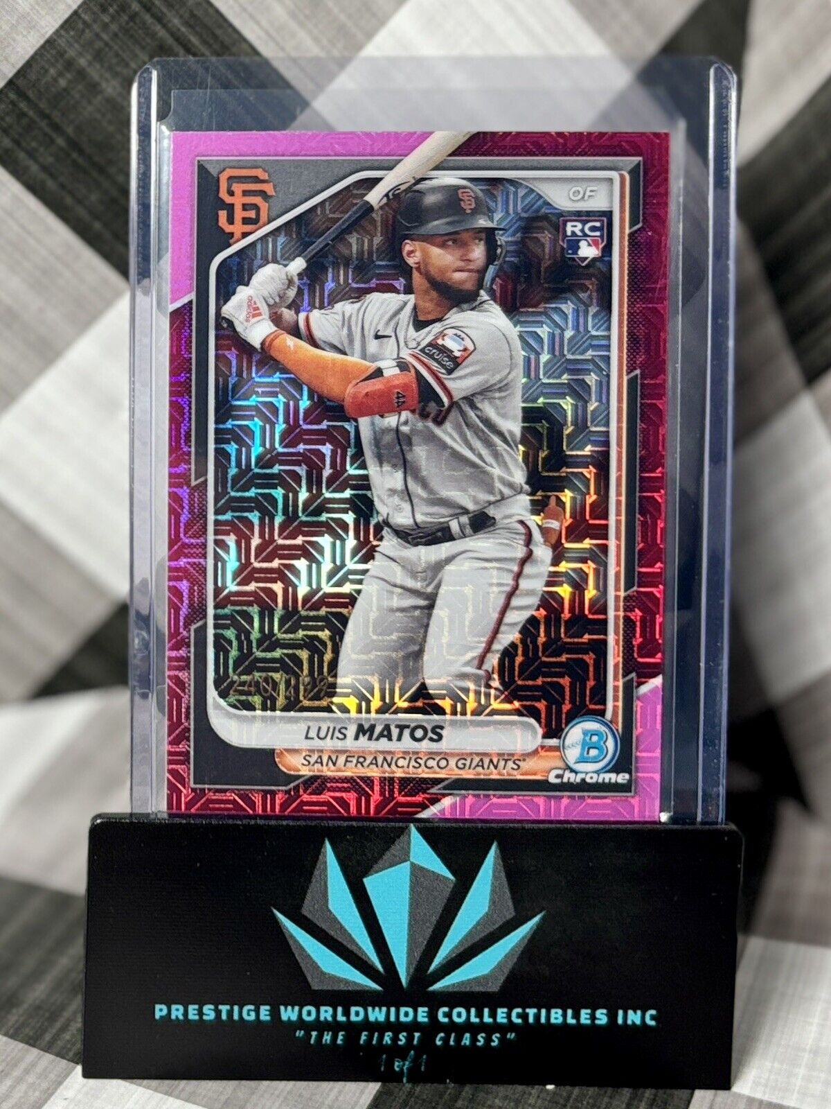 Luis Matos 2024 Bowman Chrome Fuchsia Mojo Refractor Rookie /299 #12 Giants RC
