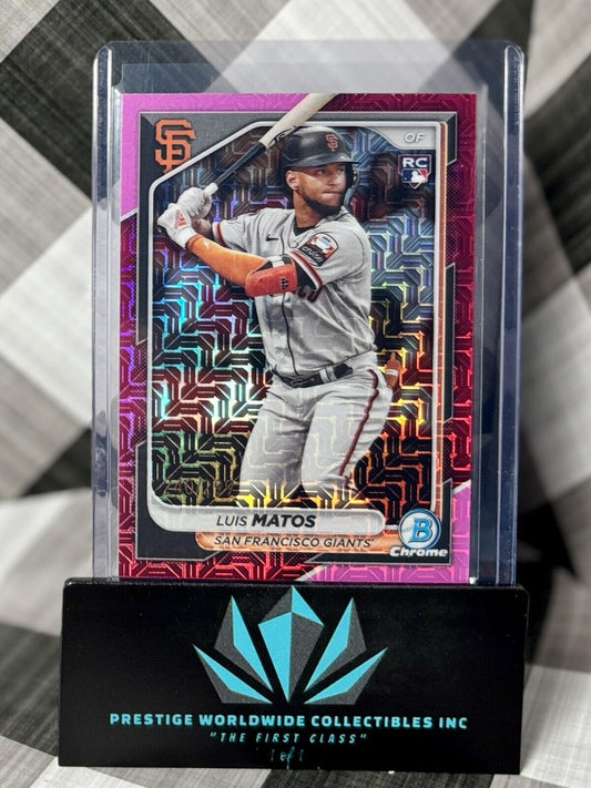 Luis Matos 2024 Bowman Chrome Fuchsia Mojo Refractor Rookie /299 #12 Giants RC