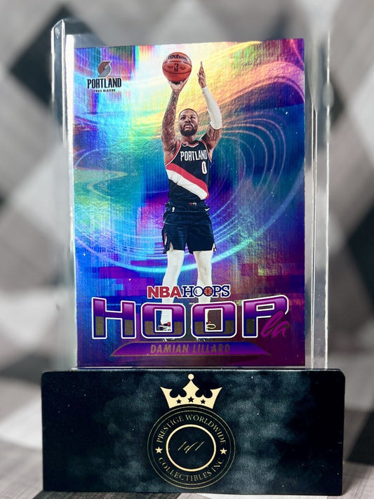 Damian Lillard 2023-24 Panini NBA Hoops Holo HoopLa #5 Trailblazers Bucks SP