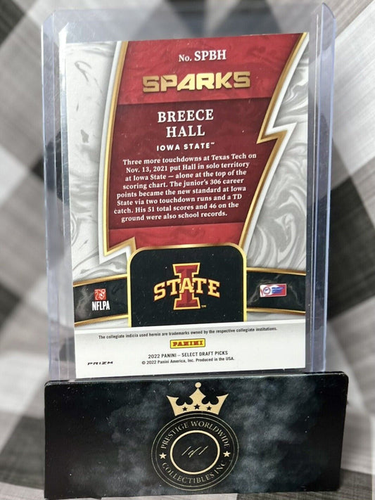 Breece Hall 2022 Panini Select Draft SPARKS SILVER PRIZM Rookie #SPBH NY JETS RC