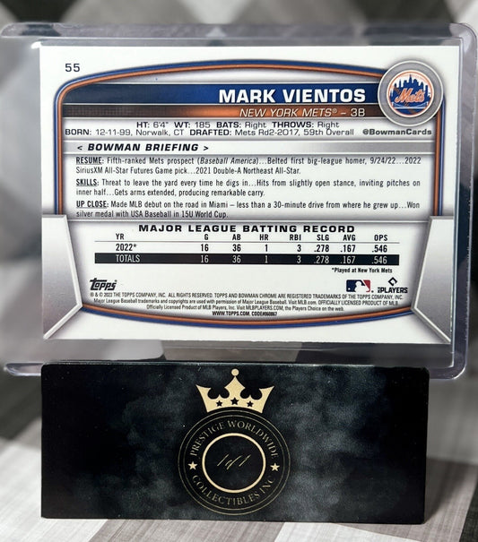 Mark Vientos 2023 Bowman Chrome Mega Box Mojo Refractor Rookie #55 NY Mets RC
