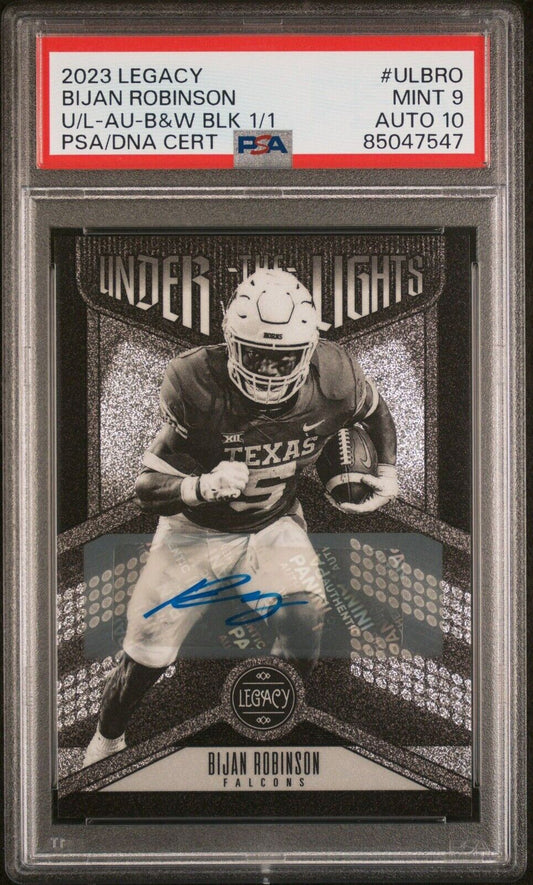 Bijan Robinson 2023 Legacy Under The Lights Rookie Auto 1/1 PSA 9/10 #UL-BRO ATL