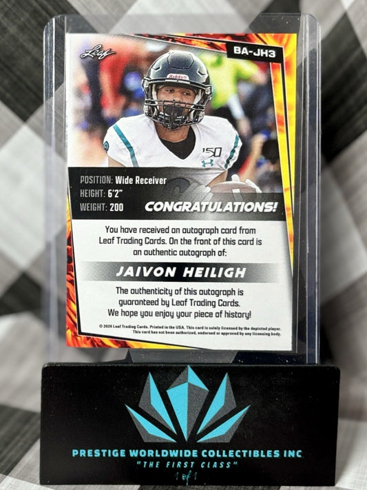 Jaivon Heiligh 2024 Leaf Football Rookie Auto #BA-JH3 Cincinnati Bengals RC