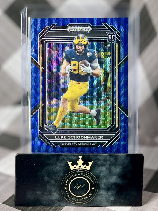 Luke Schoonmaker 2023 Panini Prizm Draft Picks Blue Wave /249 #161 MI Wolverines