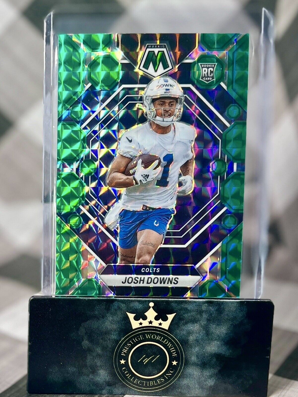 Josh Downs 2023 Panini Mosaic Green Prizm Rookie #339 Indianapolis Colts RC