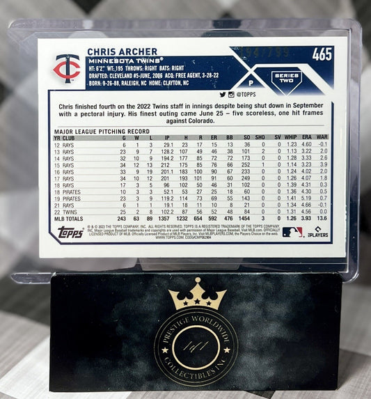 CHRIS ARCHER 2023 Topps Series 2 Purple Foil #/799 #465 Twins