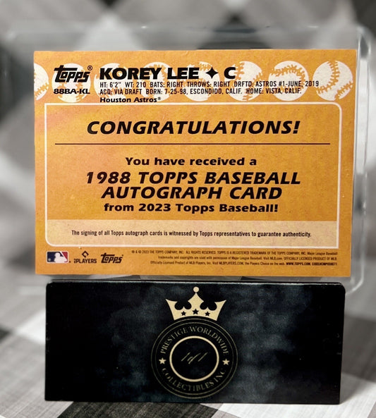 Korey Lee 2023 Topps Series 1 1988 Baseball Auto Rookie #88BA-KL HOU Astros RC