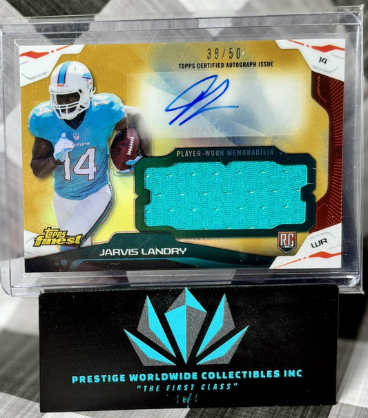 Jarvis Landry 2014 Topps Finest Gold Rookie Patch Auto /50 #AJR-JLA Dolphins RPA