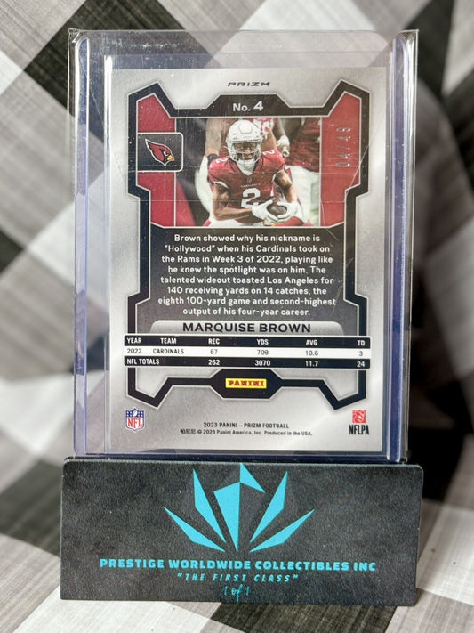 Marquise Brown 2023 Panini Prizm Purple Power Prizm /49 #4 Cardinals & Chiefs