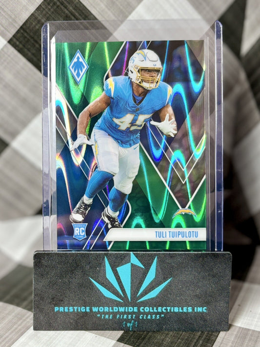 Tuli Tuipulotu 2023 Panini Phoenix Green Seismic Rookie /25 #168 Chargers RC