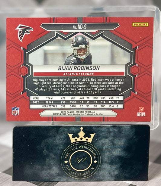 Bijan Robinson 2023 Panini Mosaic NFL Debut Rookie #ND-9 Atlanta Falcons RC
