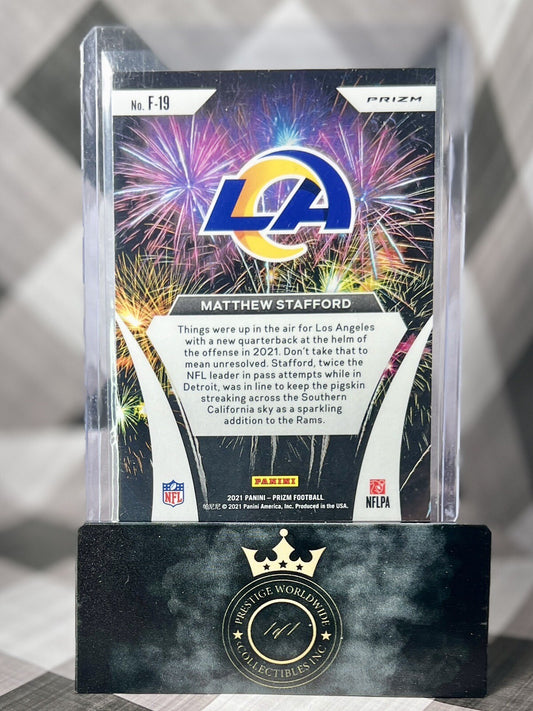 Matthew Stafford 2021 Panini Prizm Disco Fireworks #F-19 Los Angeles Rams