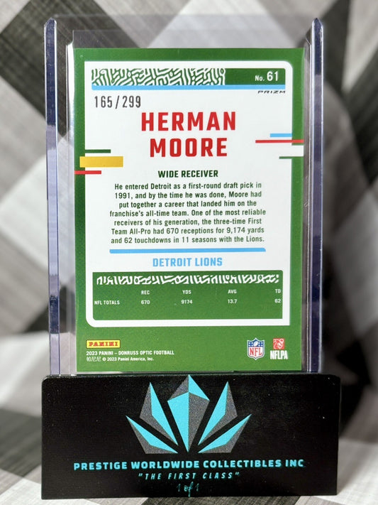 Herman Moore 2023 Donruss Optic Aqua Prizm /299 #61 Detroit Lions Color Match