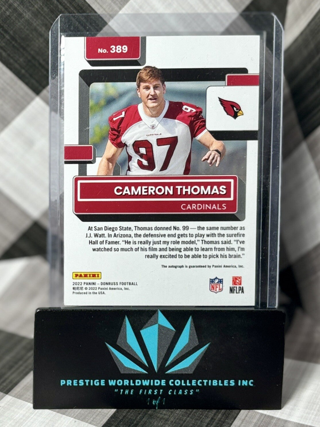 Cameron Thomas 2022 Panini Donruss Rookie Auto #389 Arizona Cardinals RC