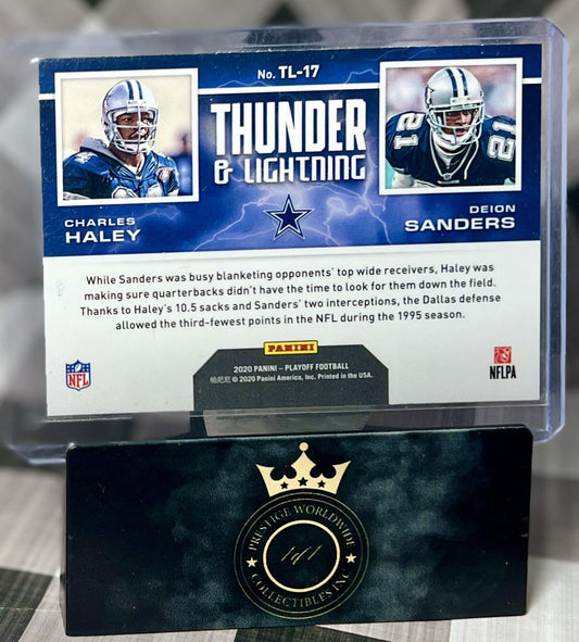 Charles Haley Deion Sanders 2020 Panini Playoff Thunder and Lightning #TL-17 DAL