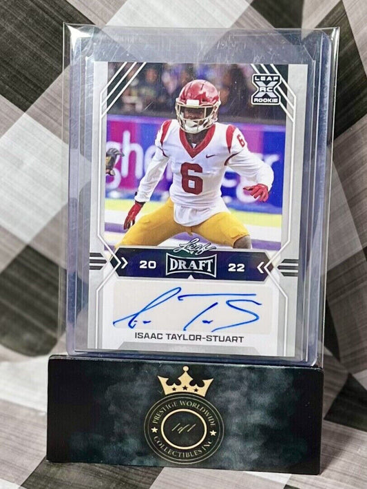 Isaac Taylor-Stuart 2022 Leaf Draft Football Rookie AUTO RC #BA-ITS DAL Cowboys