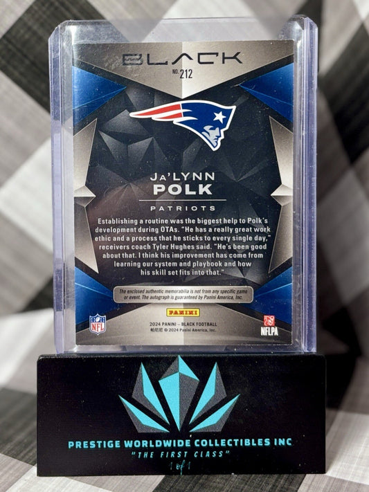 Ja'Lynn Polk 2024 Panini Black Rookie Patch Auto Citrine /50 #212 Patriots RPA