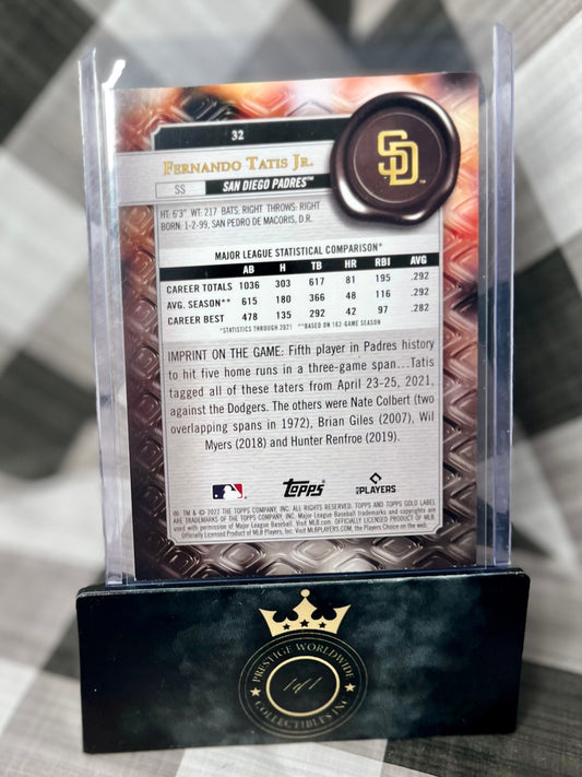 Fernando Tatis Jr 2022 Topps Gold Label Class 3 #32 San Diego Padres