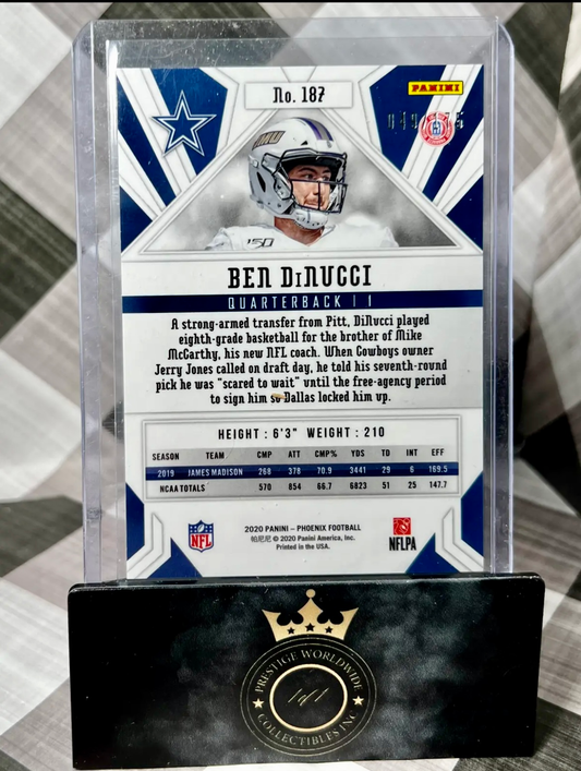 Ben Dinucci 2020 Phoenix Rookie Teal /175 #187 - Cowboys RC
