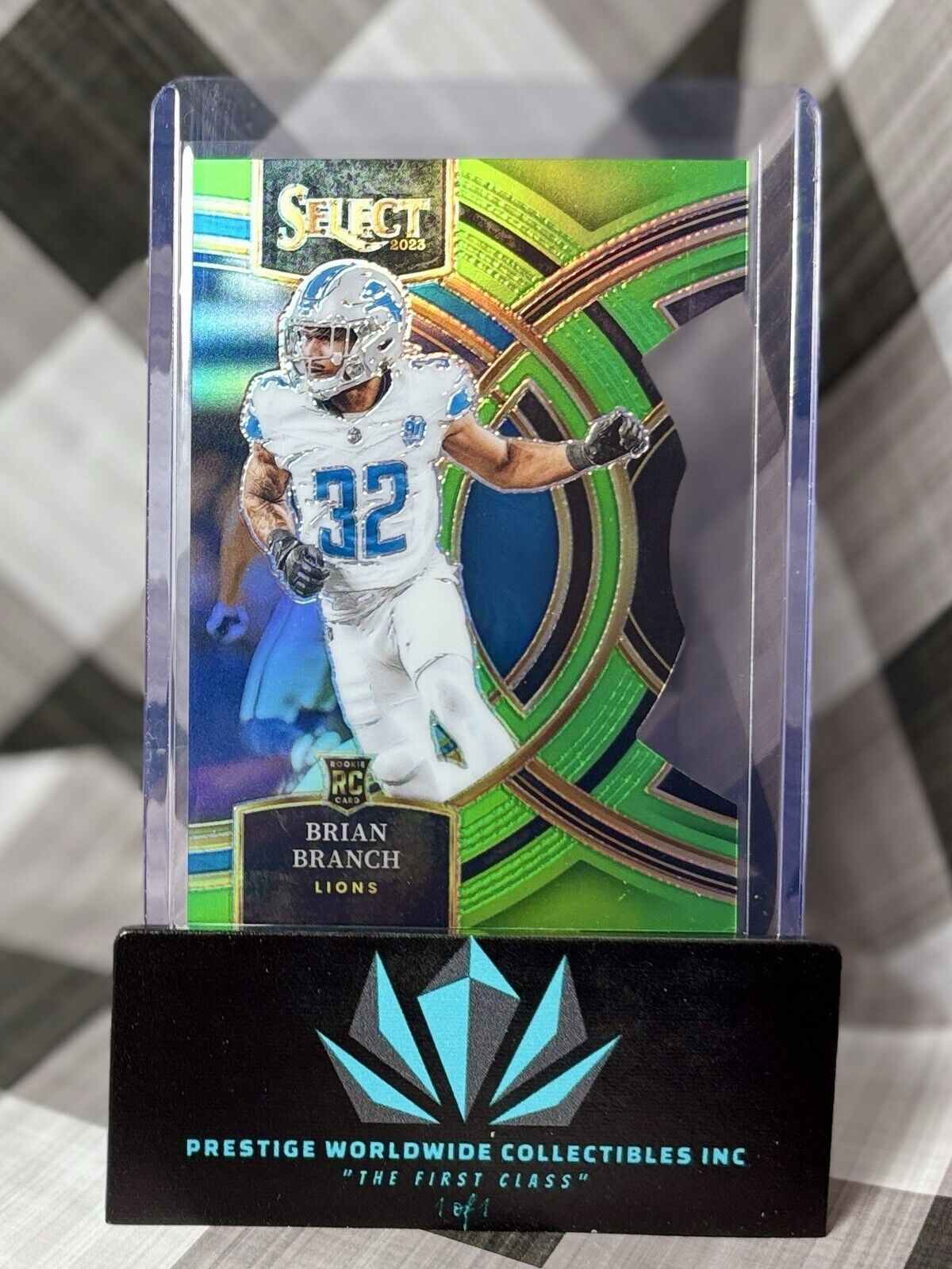Brian Branch 2023 Select Premier Level Green Die Cut Rookie /499 #135 Lions RC