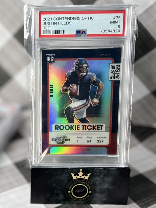 Justin Fields 2021 Contenders Optic Red Rookie Ticket /175 PSA 9 #75 Bears RC