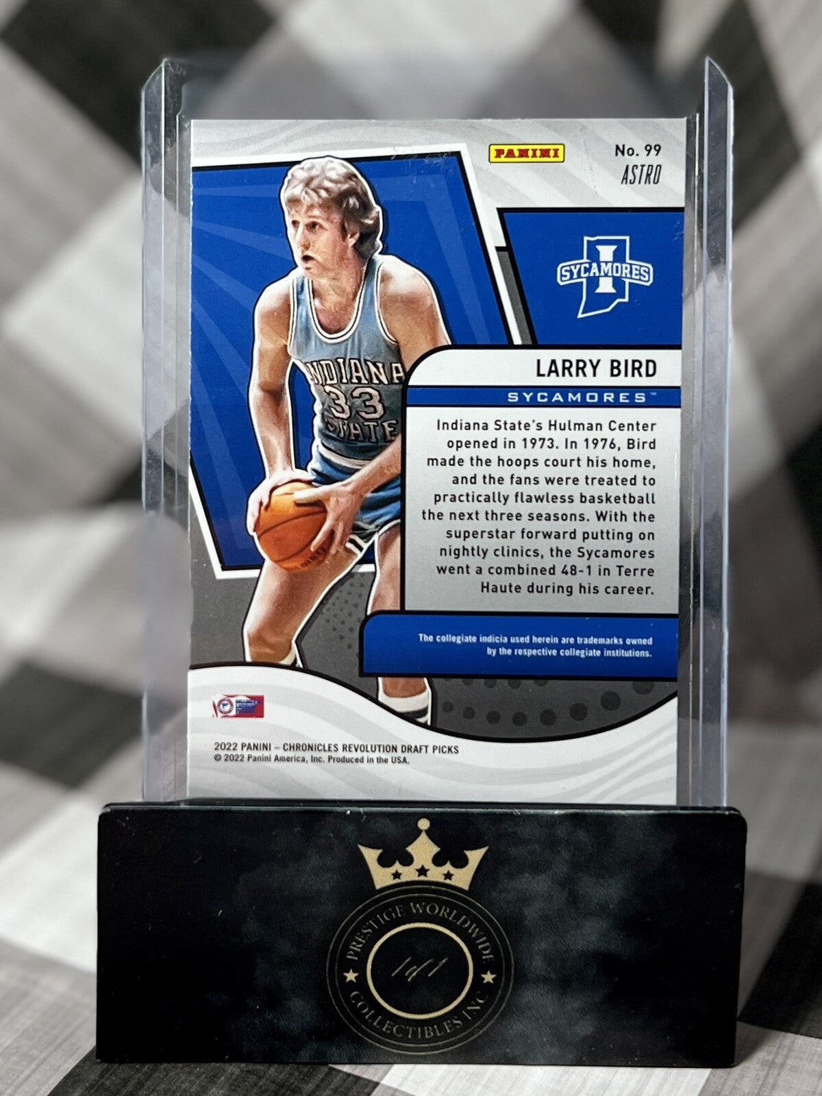 Larry Bird 2022 Panini Chronicles Draft Picks Revolution Astro #99 Indiana State
